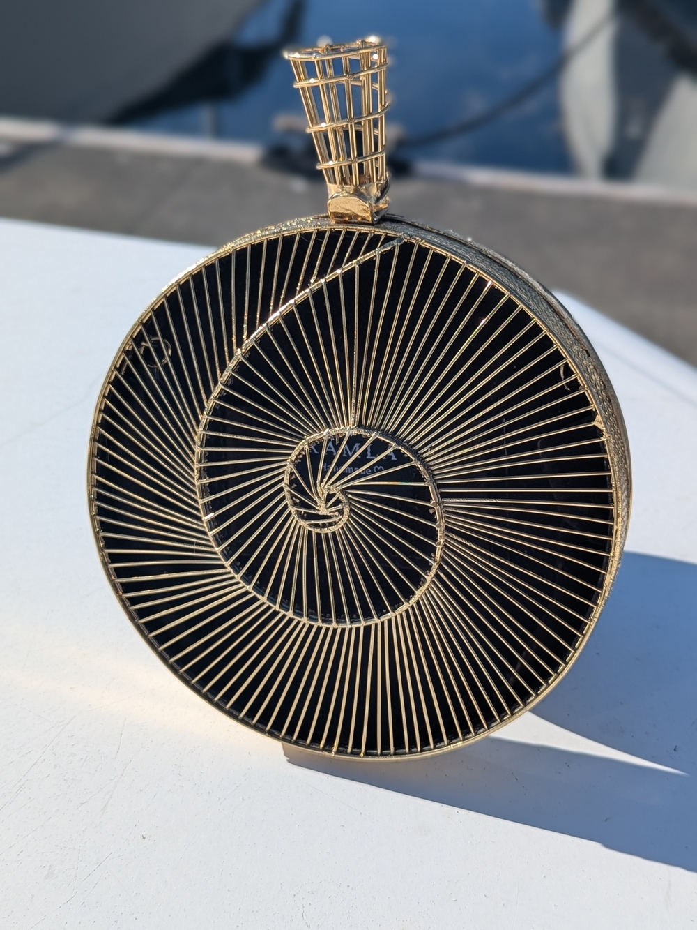 Ramla | Tourbillon Round Brass Metal Casting Clutch Shoulder Purse - Picture 13 of 16